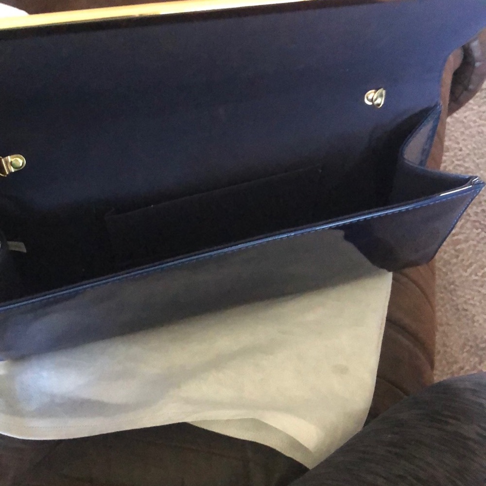 Navy blue patten leather purse